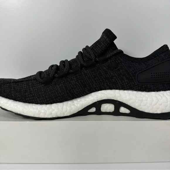 ADIDAS PUREBOOST CORE BLACK MENS RUNNING SHOES SIZE 9.5 PRIMEKNIT GRAY WHITE NEW